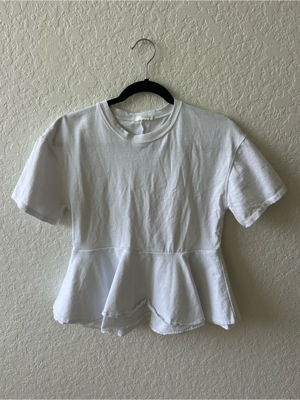 Zara White Peplum Short Sleeve Tee